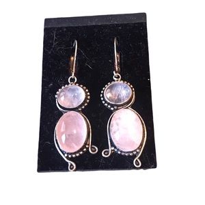 Sterling silver & rose quartz dangle earrings
